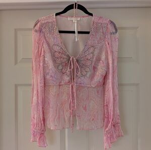 LoveShackFancy Dante Blouse In Pink Kiss